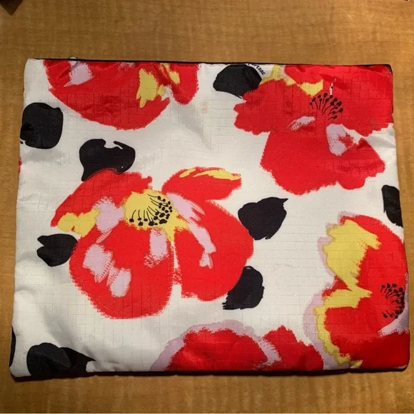 LeSportsac Red and Black Cosmetic Bag Floral Design - Picture 2 of 4
